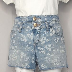 Cherokee Floral Denim Shorts Girls 10/12 High Rise Frayed Hem